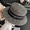 French retro flat top straw hat women's summer seaside beach vacation sun hat sunshade sun protection hat straw top hat