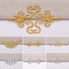1PC Trims Gold Silver Appliques Lace Fabric Embroidered Iron On Patches DIY Dress Costumes