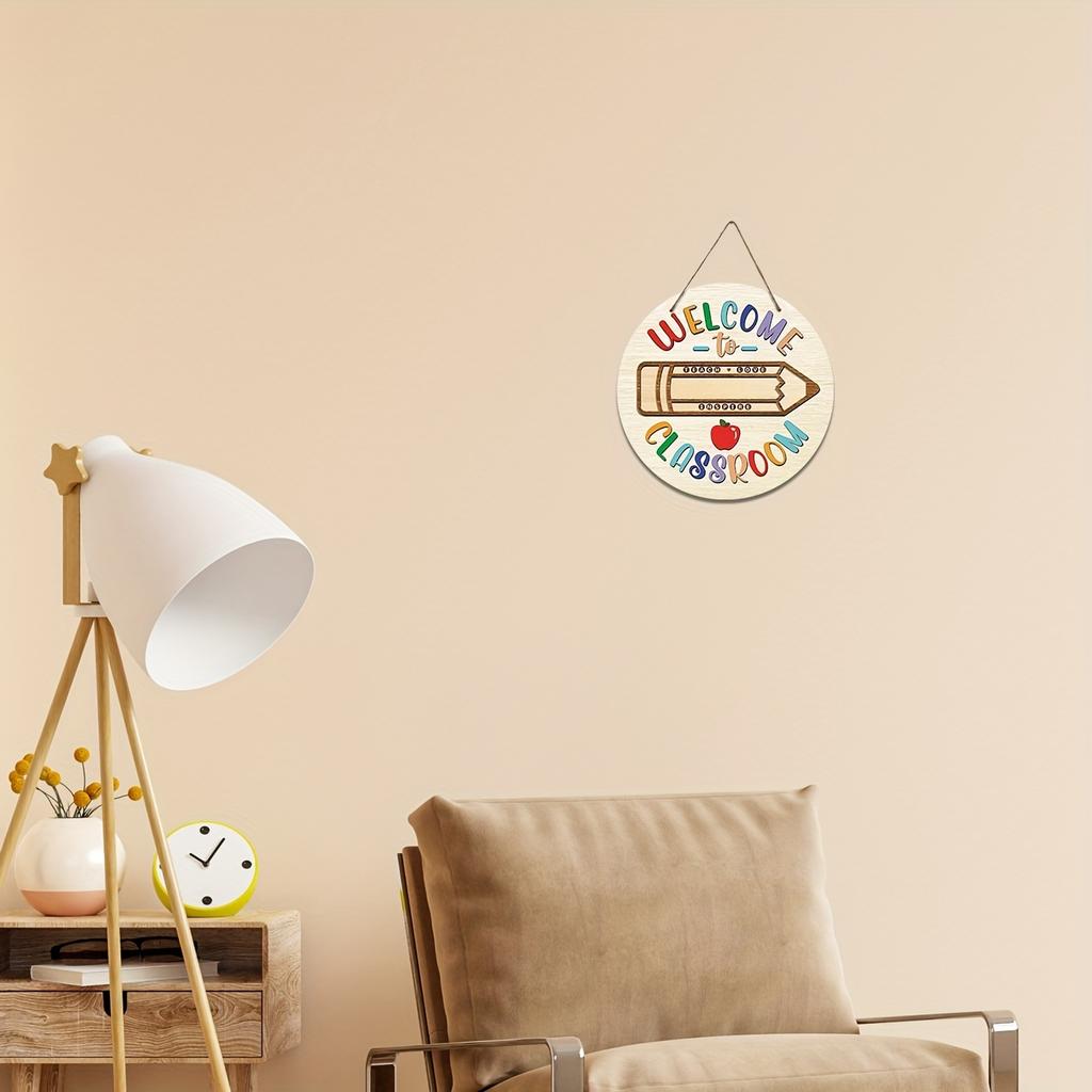 Classic Wooden Welcome To Classroom Sign - Multipurpose Teacher Door Plaque, Wall Hanging Educational Decor, Graduation Season, No Electricity Needed