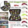 25Pcs Bionic Breadworm Bait Silicone Artificial Baits Maggot Soft Worm Swimbait