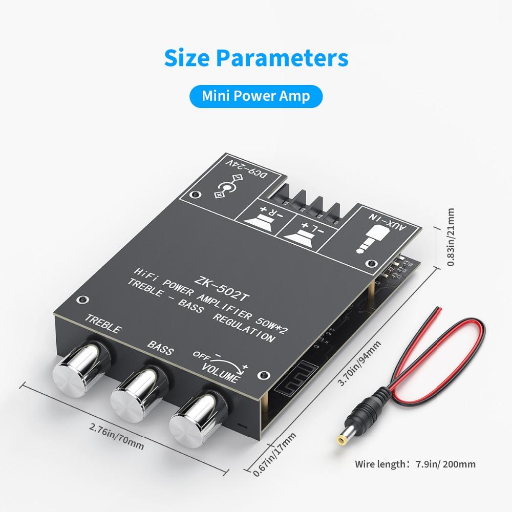 Аудио Bluetooth 5,0, плата усилителя аудиоресивера, беспроводной модуль цифрового усилителя AUX, низкие и высокие частоты TPA3116D2, 50 Вт x2