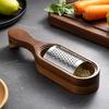 1pc Stainless Steel Cheese Grater Acacia Wood Storage Type Cheese Grater Box Cheese Tools Grater Slicer Kitchenware Simple
