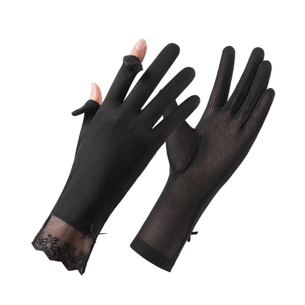 Lace Sun Protection Gloves UV Protection Ice Silk Gloves Lightweight Sunscreen Gloves for Summer