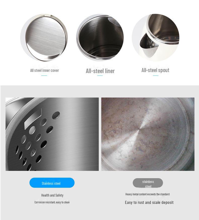 Электрический чайник с защитой от ожогов, пищевой класс 304, безопасен для использования дома и в гостиницах