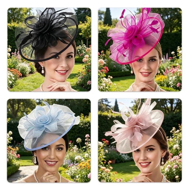 Изящная Фата-Заколка Fascinator Повязка на Голову Для Свадеб, Вечеринок И Особых Случаев Несколько Стильных Цветов