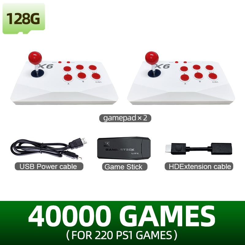 Новая игровая приставка Game Stick 4K TV Retro, встроенная 40000+ семейных игр, 15 эмуляторов для FBA GBA, беспроводной контроллер 2.4G