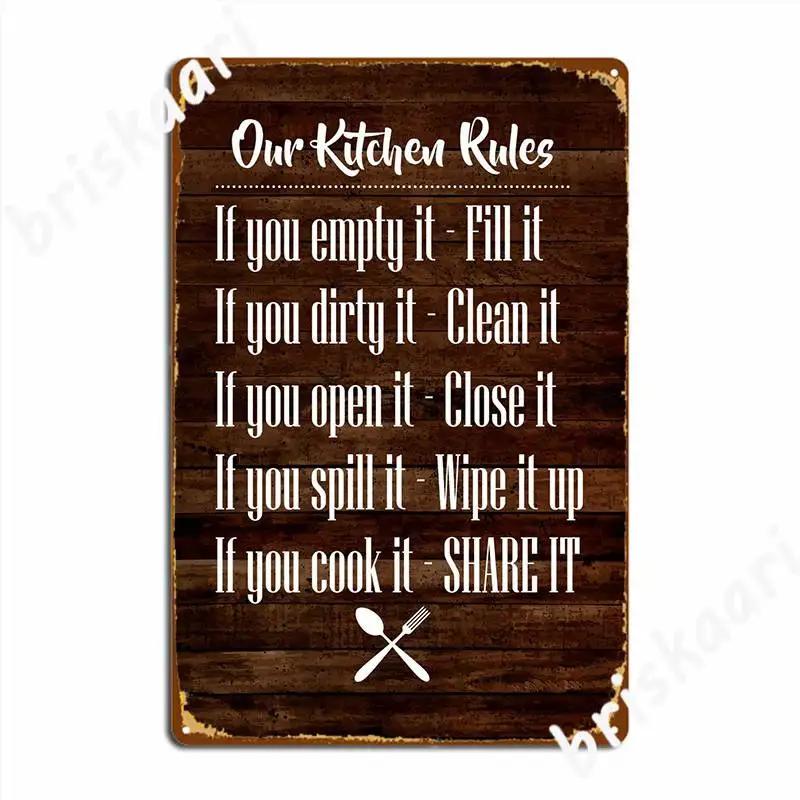 Our Kitchen Rules Metal Sign Club Bar Plates Wall Mural Design Tin Sign Poster