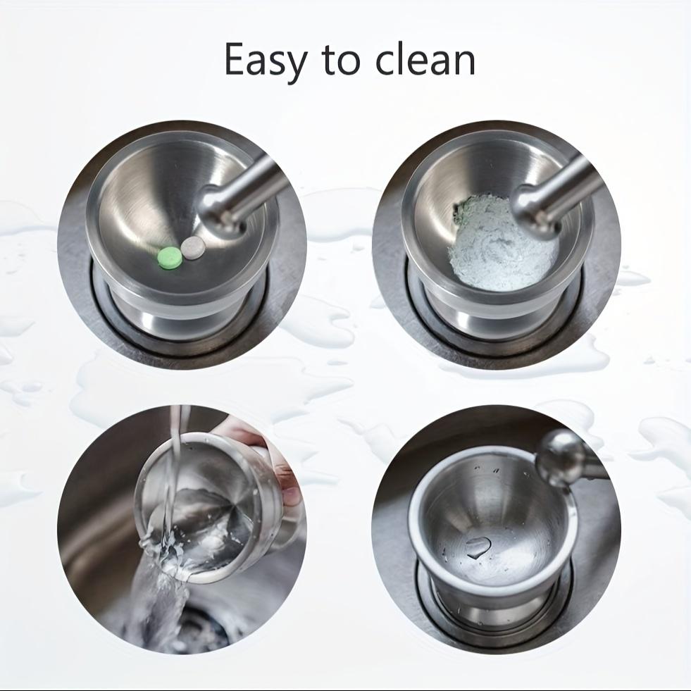 Stainless Steel Mortar And Pestle Set Kitchen Spice Grinder Pill Crusher With Lid Heavy Duty Pesto Powder Herb Bowl