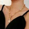 Flashbuy New Trendy Transparent Crystal Water Drop Pendant Necklace for Women Boho Gold Metal Chain Neck Necklace Party Jewelry