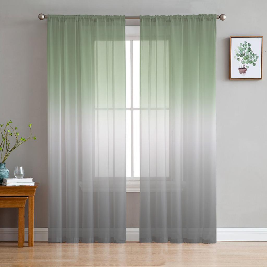 Brown Grey Gradient Sheer Curtains for Living Room Decoration Window Curtains for Kitchen Tulle Voile Organza Curtains
