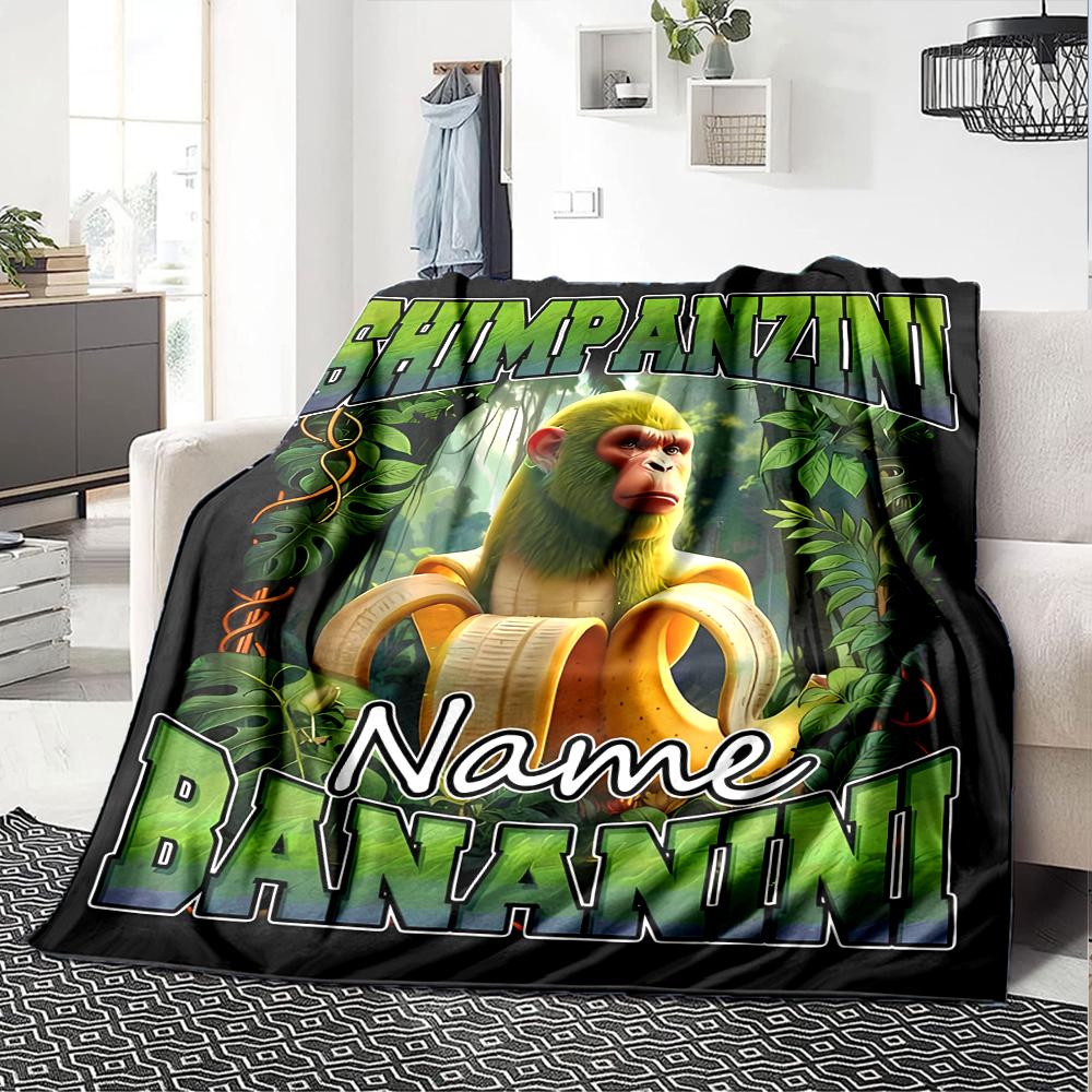 Customiz Name Personality Italian Brainrot animal Blanket Soft &Warm Sofa Office Bed Travel Lunch Break Blanket, Gift Suitable All Seasons