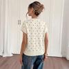 2026 Autumn Women's Polka Dot Knit T-Shirt: Round Neck, Short Sleeve, Loose Fit Sweater Style