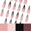 24Pcs Leopard Print Press On Nail Long False Nail French Tip Glossy Artificial Nail Full Cover Stick on Nail