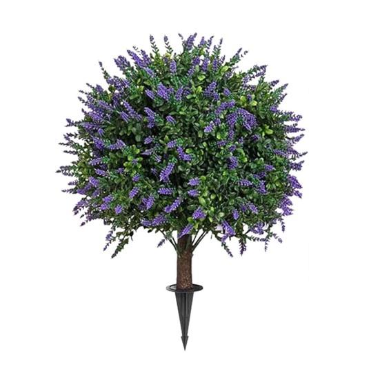 Yousheng Artificial Topiary Ball 24 Inch Faux Boxwood/Pine Tree/Rose/Lavender Shrub with Ground Spike Fake Bushes Trees for Outdoor Indoor Garden
