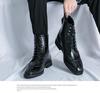 Мужская мода Осень Кожаные ботильоны на шнуровке с острым носком - Большие размеры Формальная и повседневная обувь хай-топ