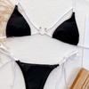 Women's Black Sexy Triangle Halterneck Bikini Side Tie Two Piece Swimsuit