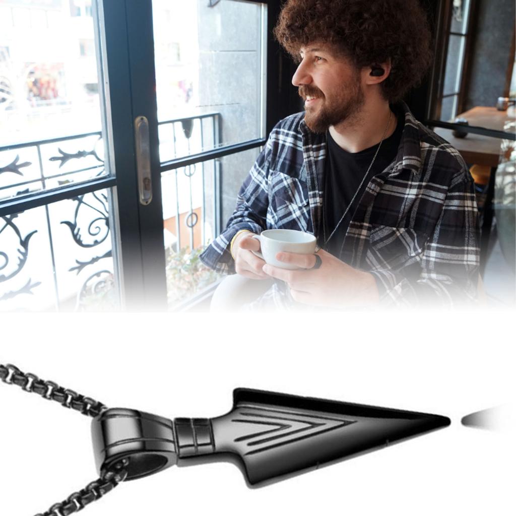 Cool Arrowhead Pendant Stainless Steel Necklace 60cm Chain Vintage Style for Men Boys Teens