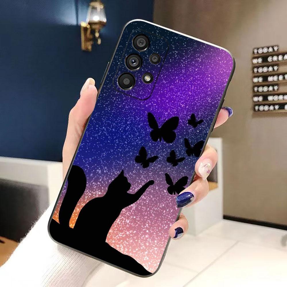 Черный кот Сверкающий глаз Чехол для телефона Для Samsung Galaxy A72 A71 A55 A54 A53 A52 A42 A35 A34 A33 A32 A23 A22 A21S A20S A14 Чехол Funda