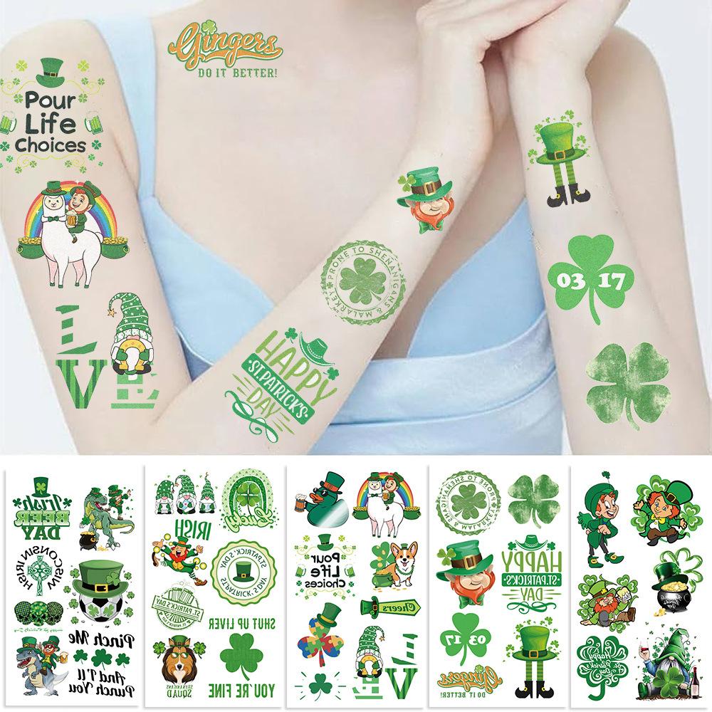 New St. Patrick's Day Tattoo Stick Waterproof Party Party Gift Funny Face Sticker