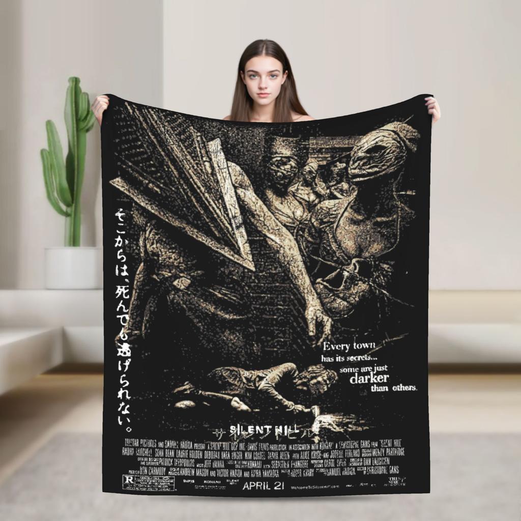 Silent Hill Blanket Flannel Print Halloween Horror Breathable Super Soft Throw Blankets for Bed Car Bedding Throws