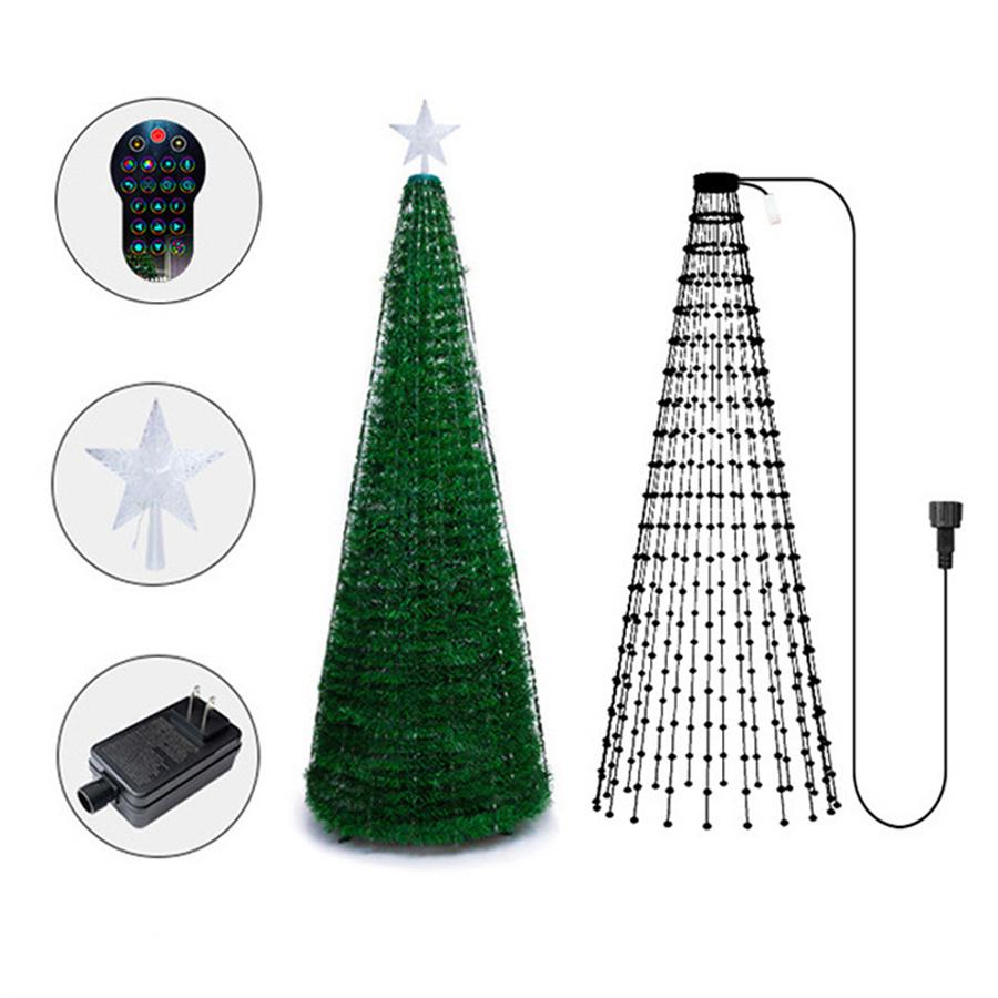 Smart APP Christmas Cone Tree Light 2.1M 400 LED RGBIC Prelit Artificial Tree Lights with Topper Star Dynamic DIY Christmas Tree