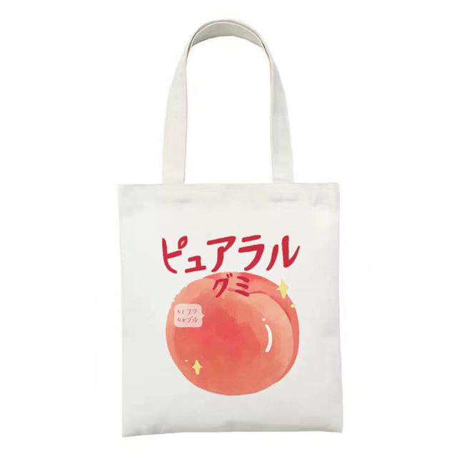 Shopping Bags Women Sweet Kawaii Bear Printed Canvas Daily College Handbag Harajuku Korean Style All-match Female Shopper Bag