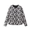 Autumn New Women's Fashion Animal Print Round Neck Long Sleeve Single-breasted Cotton Jacket Coat