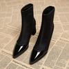 Модные осенне-зимние женские ботильоны с острым носком, на молнии, с квадратным каблуком, короткие