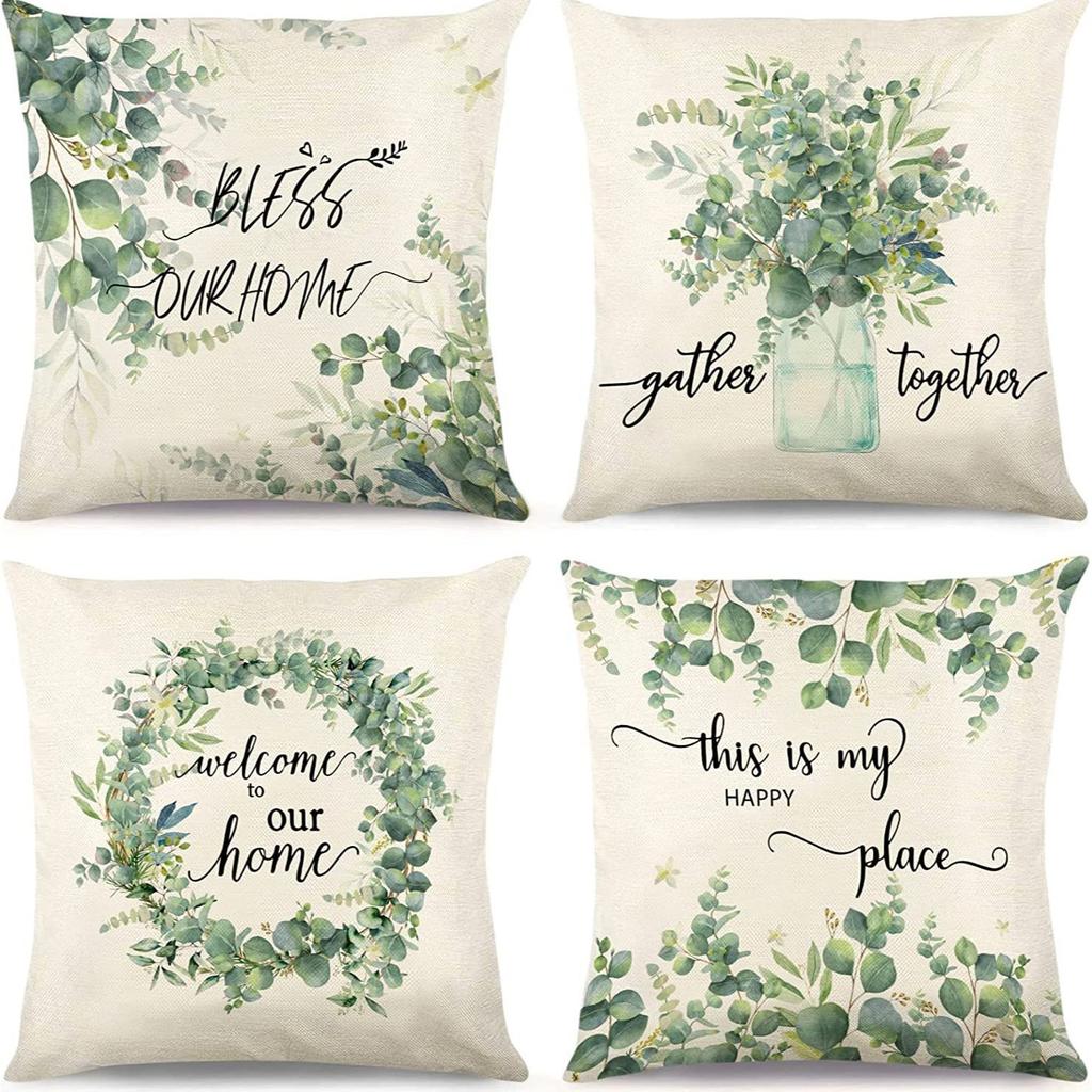Plant and Flower Print Pillow Case Car Home Sofa Living Room Linen Pillow Cushion Nordic Style