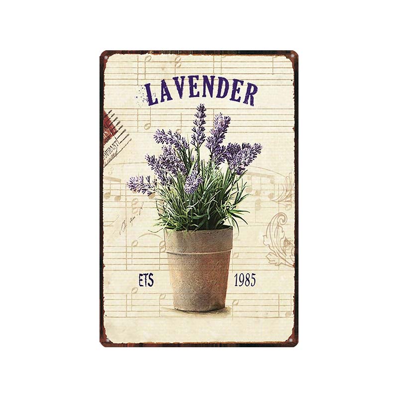 Садовая металлическая пластина лаванды с фиолетовым цветком, оловянные знаки для фермерского дома, табличка, настенное искусство, домашний сад, винтажный декор