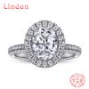 Lindon Classic 925 Sterling Silver Zircon Ring Ladies Jewelry Wedding Promise Party Gift
