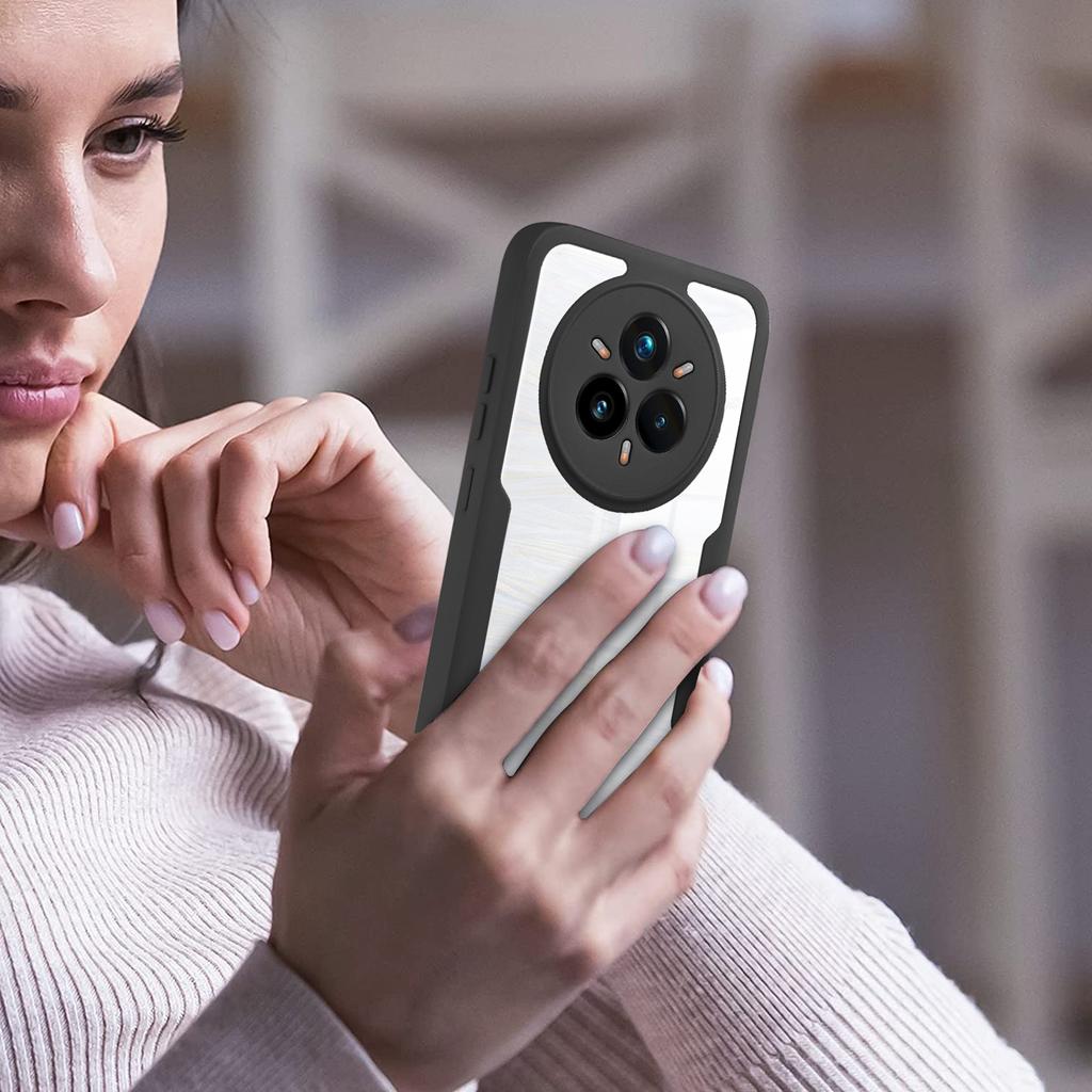 Для Realme 14 Pro+ 5G Чехол Акрил+ТПУ Прозрачная Накладка для Телефона с ПЭТ Защитной Пленкой