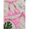 Sexy Rhinestone Bikini Set Women 2025 Luxury Pink Crystal Diamond Push Up Bandage Thong Swimsuit Beach Bathing Suit Swimwear