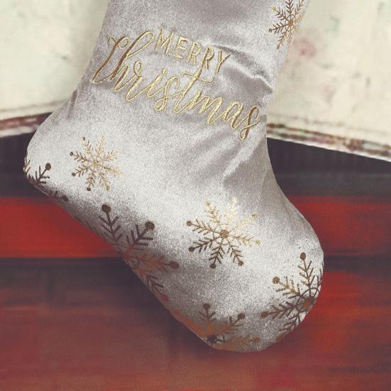 Christmas Stocking 19" Large Xmas Stocking with Plush Faux Fur Cuff for Stairs Fireplace Hanging Holiday Home Decor