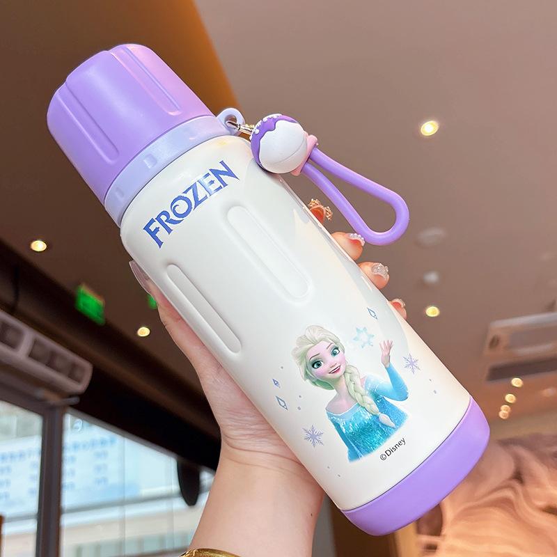 Stainless steel large-capacity water cup light luxury high-end cute cartoon children's straw cup