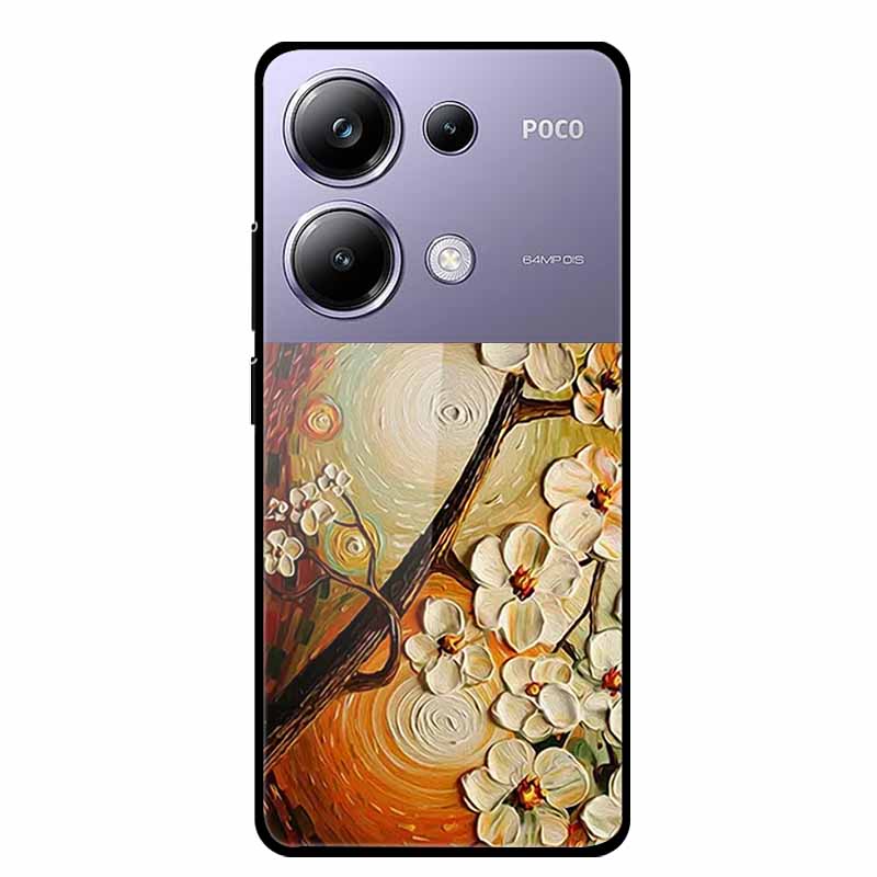 Чехол-накладка для Poco M6 Pro СтеклоЗакаленное Стекло Чехол Жесткая Задняя Панель Защита для Xiaomi Poco P oco M 6 Pro 6.67" Цветные Чехлы для Телефона