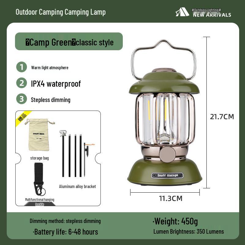 Vintage Rechargeable Camping Lantern - Super Long Battery Life, Outdoor Tent Light, Handheld Kerosene-Style Atmosphere Lamp