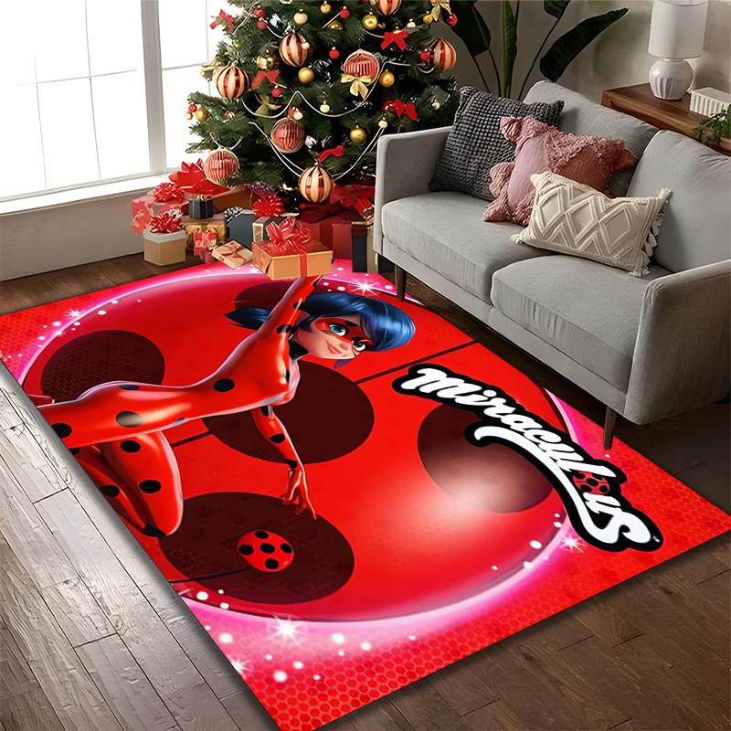 1pc Ladybug Carpet for Room Floor Mat, Comfortable Office Chair Printed Area Rug, Beautiful Hotel Rug