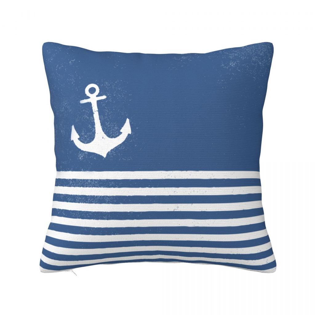 Nautical Red Navy Anchor Square Pillow Cases Cushion Covers Awesome Zippered Decorative Pillowcase for Sofa 45*45cm