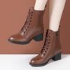 Ботильоны из натуральной кожи в британском стиле 5,5 см Женская обувь Зима 2025 Средний блочный каблук Теплый мех До щиколотки Мотоциклетные ботинки Офис Мама