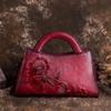 Vintage Women Bag Genuine Leather Luxury Handbag Natural Cowhide Versatile Embossed Shoulder Bags