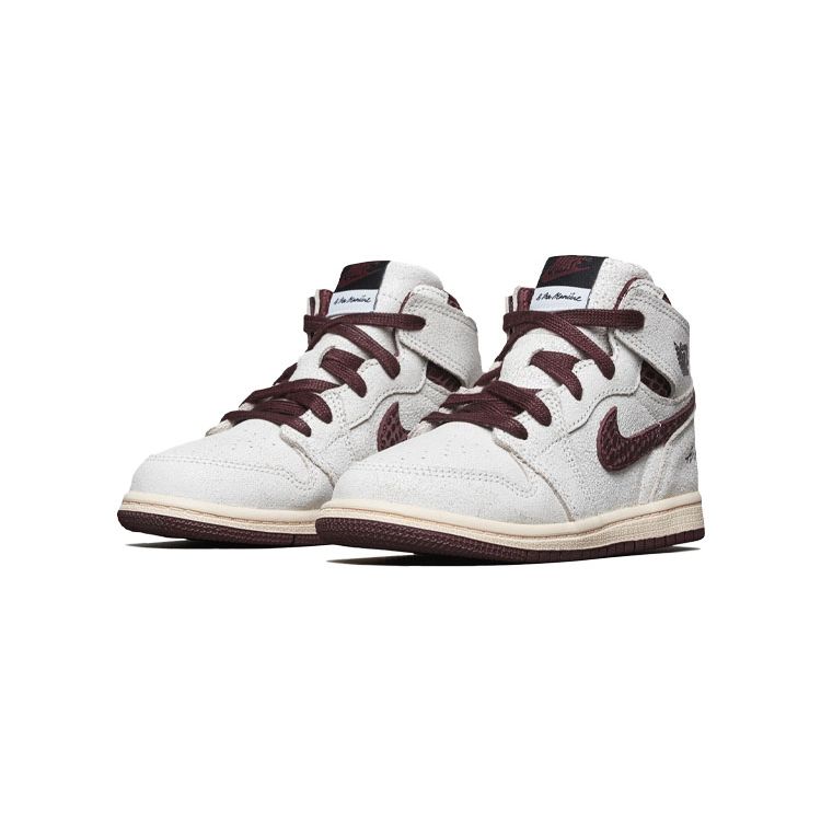 Jordan AJ1 Retro High OG TD Unisex Sail Cracked Leather Burgundy Crush DO7098-100