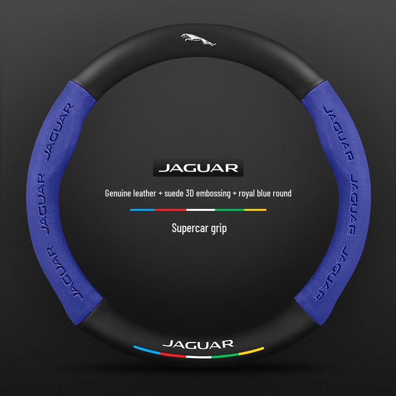 Universal Suede Carbon Fiber Steering Wheel Cover for Jaguar XEL, XFL, F-PACE, XJ – Four Seasons Fit.
