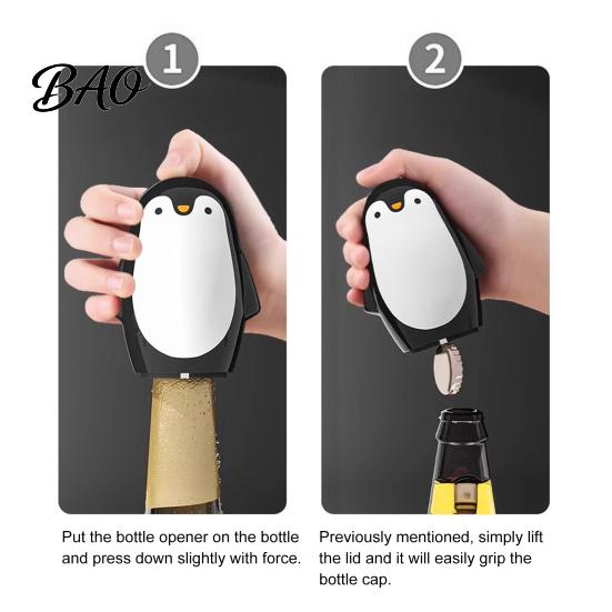 Barbecue Bottle Opener Magnetic Penguin Beer Opener, Funny Cap Remover with Wall Cute Mountable Design, Portable for Party Camping Glass Crown