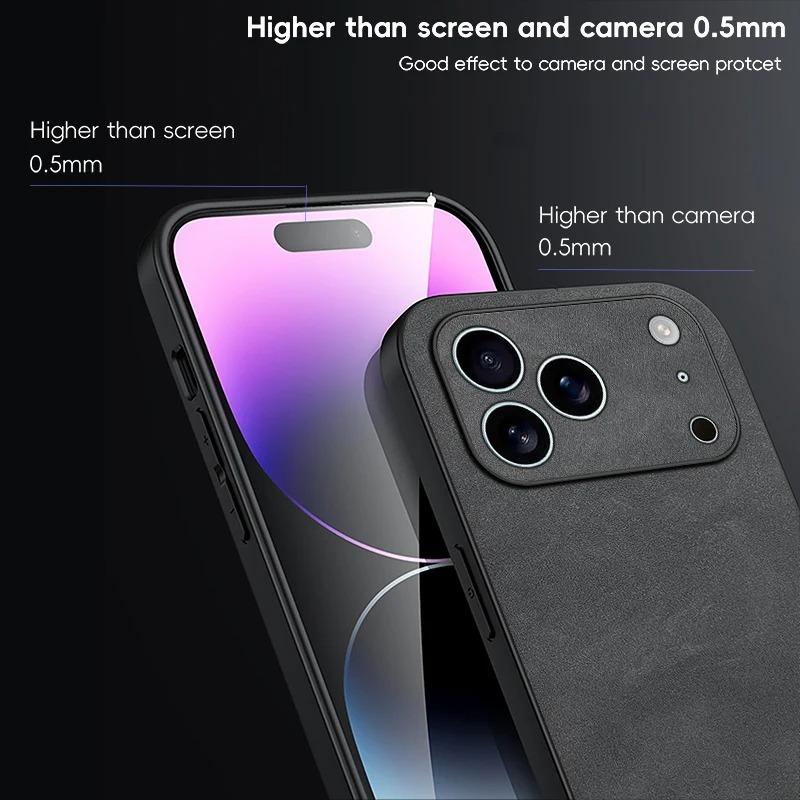 Роскошный чехол для телефона из натуральной овечьей кожи для iPhone 17 16 15 14 13 12 Pro Max 16 Plus 17Pro Air Ударопрочный Матовый Мягкий Бампер