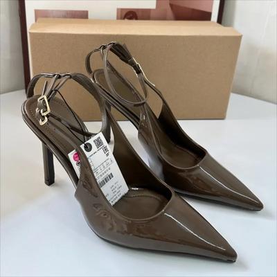 Модные летние босоножки-стилетто 2025 для женщин, на высоком каблуке, с сексуальным ремешком на щиколотке, с острым носком, роскошный бренд, для вечеринки, свадьбы, свадебные туфли