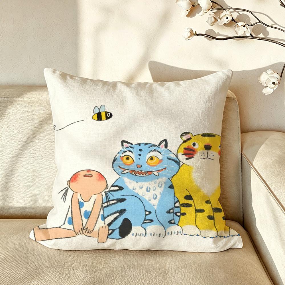 Character PPdohk Cushion Cover Pillow Case Antidustmite Pillowcase Silky Short Plush Sofa Cushion Cover hot