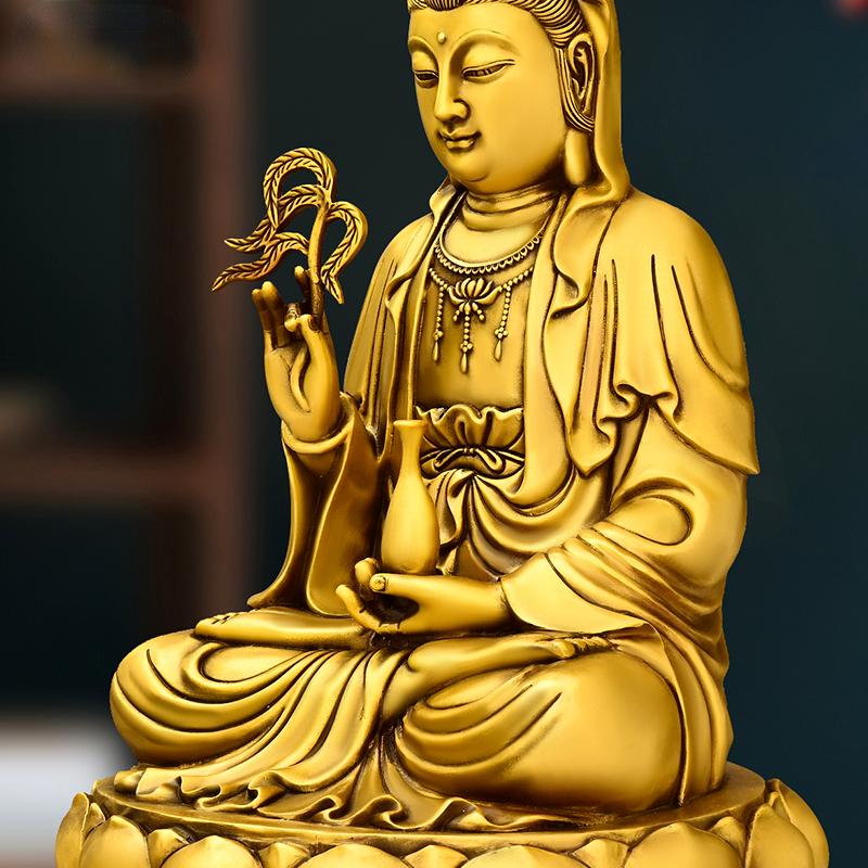 Латунные украшения Гуаньинь Бодхисаттвы в китайском стиле, домашний декор, фойе, гостиная, зал предков, статуя Будды для поклонения