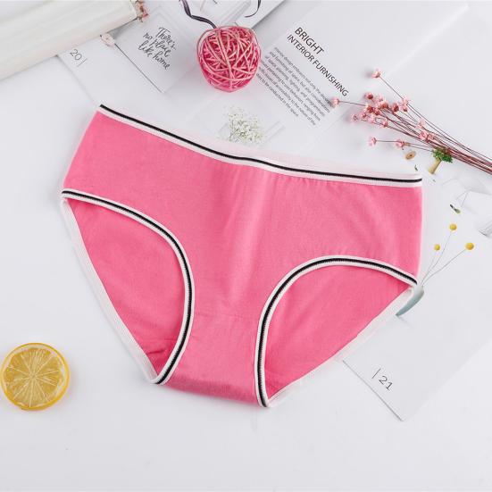 Cute Girls Solid Color Low Waist Slim Panties Breathable Cotton Underwear Briefs