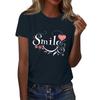Женская футболка с круглым вырезом и коротким рукавом с принтом в виде буквы «улыбка»